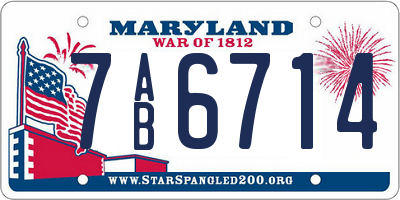 MD license plate 7AB6714