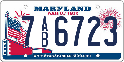 MD license plate 7AB6723