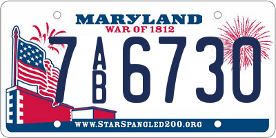 MD license plate 7AB6730