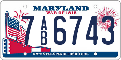 MD license plate 7AB6743