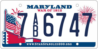 MD license plate 7AB6747