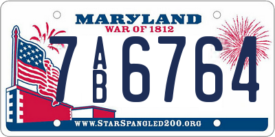MD license plate 7AB6764