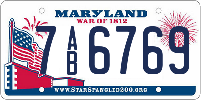 MD license plate 7AB6769
