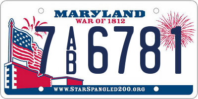 MD license plate 7AB6781