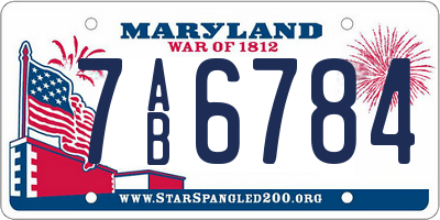MD license plate 7AB6784