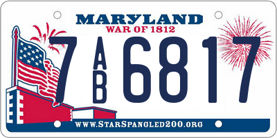 MD license plate 7AB6817