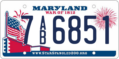MD license plate 7AB6851