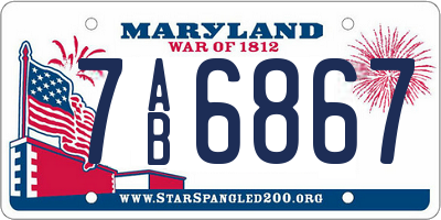 MD license plate 7AB6867