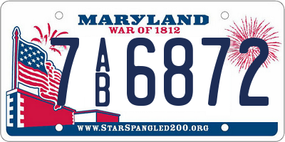 MD license plate 7AB6872
