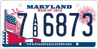 MD license plate 7AB6873