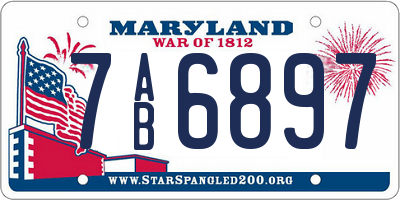 MD license plate 7AB6897
