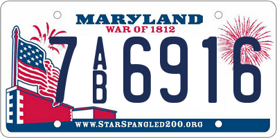 MD license plate 7AB6916