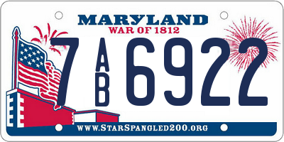 MD license plate 7AB6922