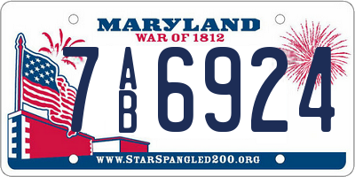 MD license plate 7AB6924