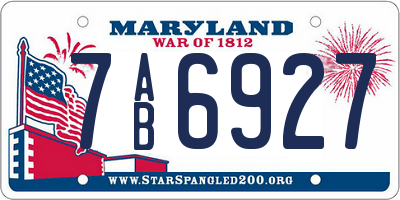 MD license plate 7AB6927