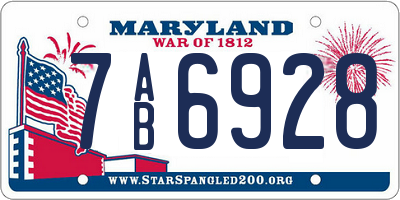 MD license plate 7AB6928