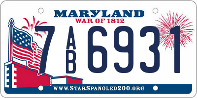 MD license plate 7AB6931