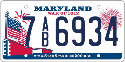 MD license plate 7AB6934