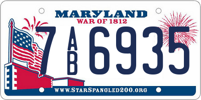 MD license plate 7AB6935
