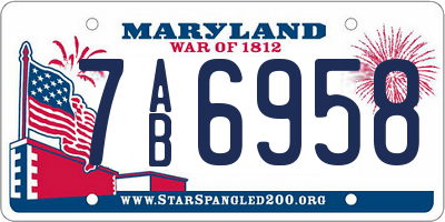 MD license plate 7AB6958