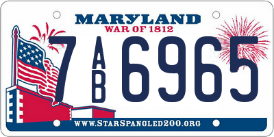 MD license plate 7AB6965