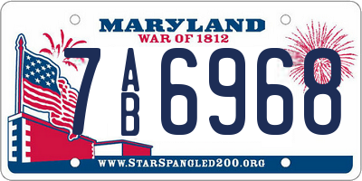 MD license plate 7AB6968