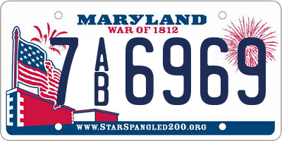 MD license plate 7AB6969