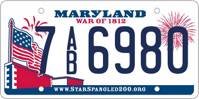 MD license plate 7AB6980