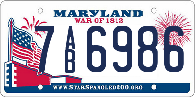 MD license plate 7AB6986