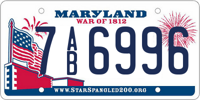 MD license plate 7AB6996