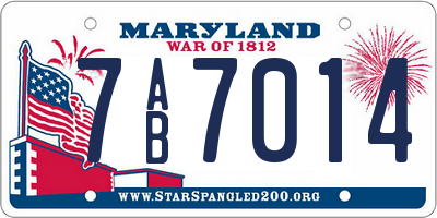 MD license plate 7AB7014