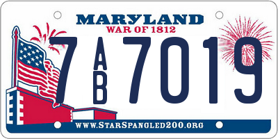 MD license plate 7AB7019