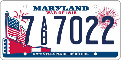 MD license plate 7AB7022