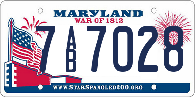 MD license plate 7AB7028