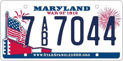MD license plate 7AB7044