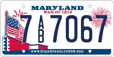 MD license plate 7AB7067