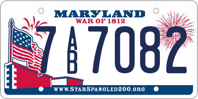 MD license plate 7AB7082