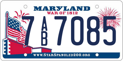 MD license plate 7AB7085