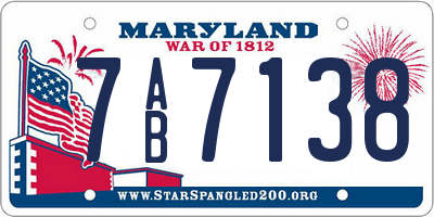 MD license plate 7AB7138
