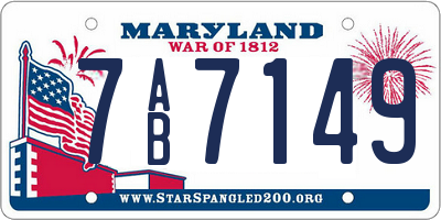 MD license plate 7AB7149