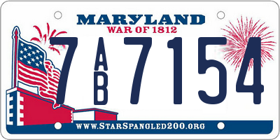 MD license plate 7AB7154