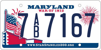 MD license plate 7AB7167