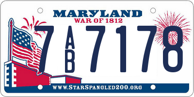 MD license plate 7AB7178