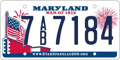 MD license plate 7AB7184