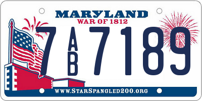 MD license plate 7AB7189