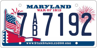 MD license plate 7AB7192