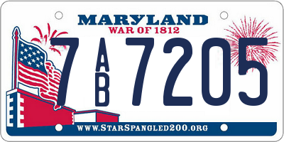 MD license plate 7AB7205