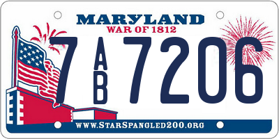 MD license plate 7AB7206