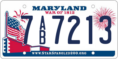 MD license plate 7AB7213