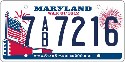 MD license plate 7AB7216